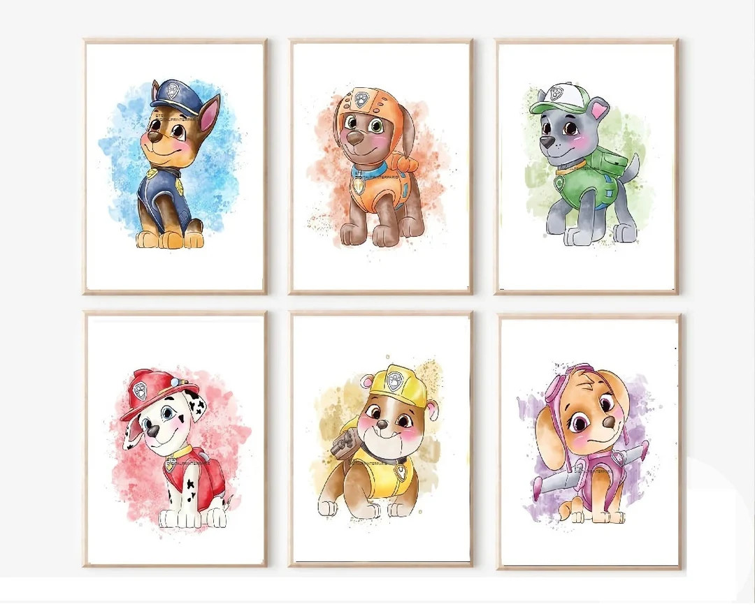 Paw Patrol Poster Watercolor Paw Patrol Bedroom Printable Paw Patrol Print Paw Patrol Painting Se... | Etsy (US)
