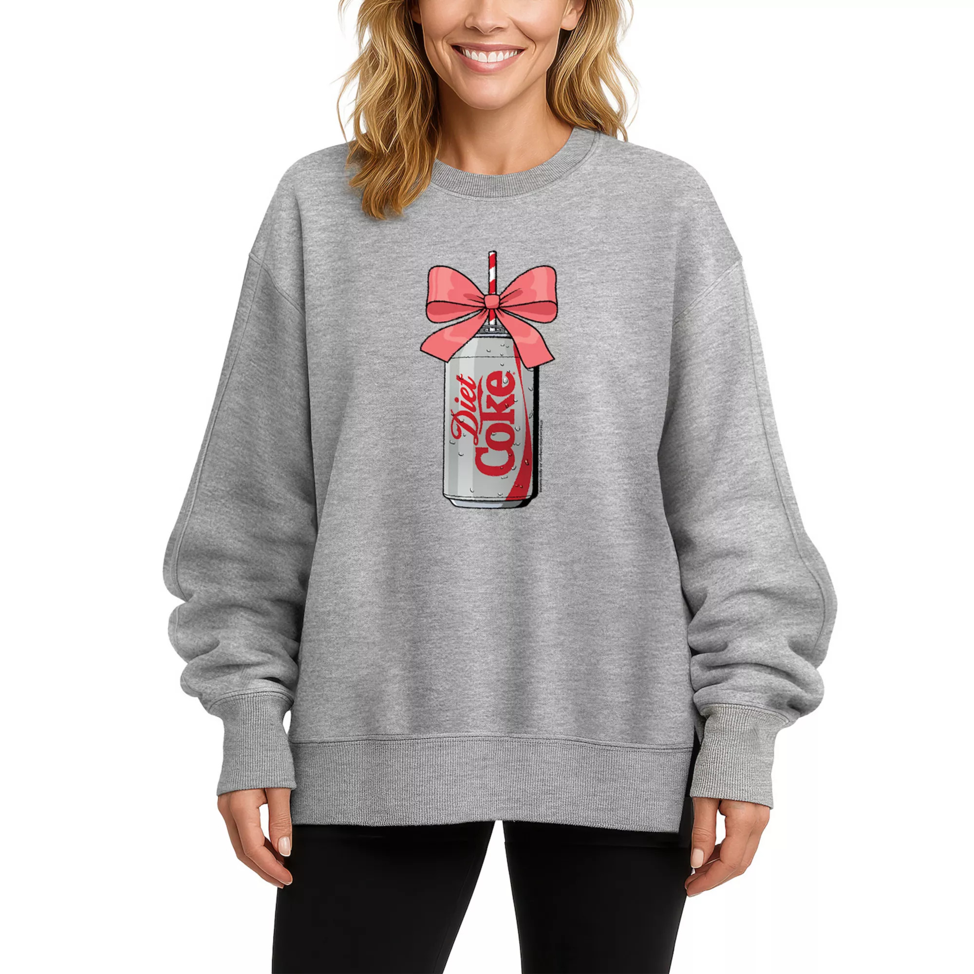 Women's Diet Coke Can Bow Oversized Fleece Crew Sweatshirt | Kohl's