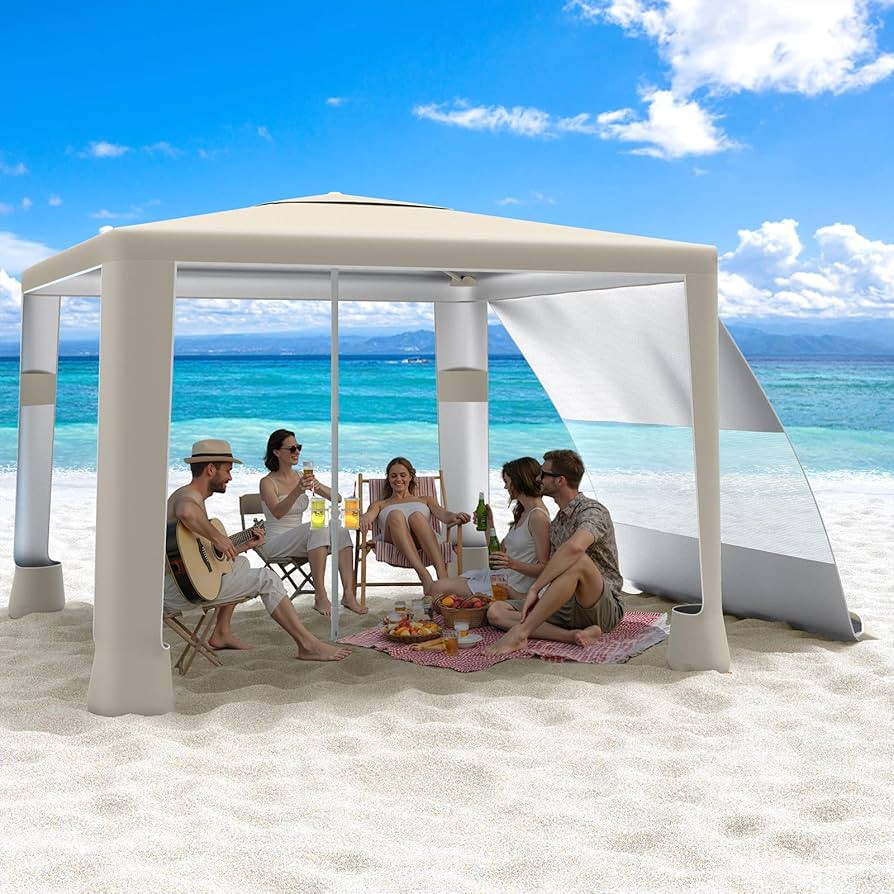 MoKo Beach Cabana, 8'×8' Large Beach Canopy with Side Wall, UPF 50+ Protection Easy Setup Beach ... | Amazon (US)
