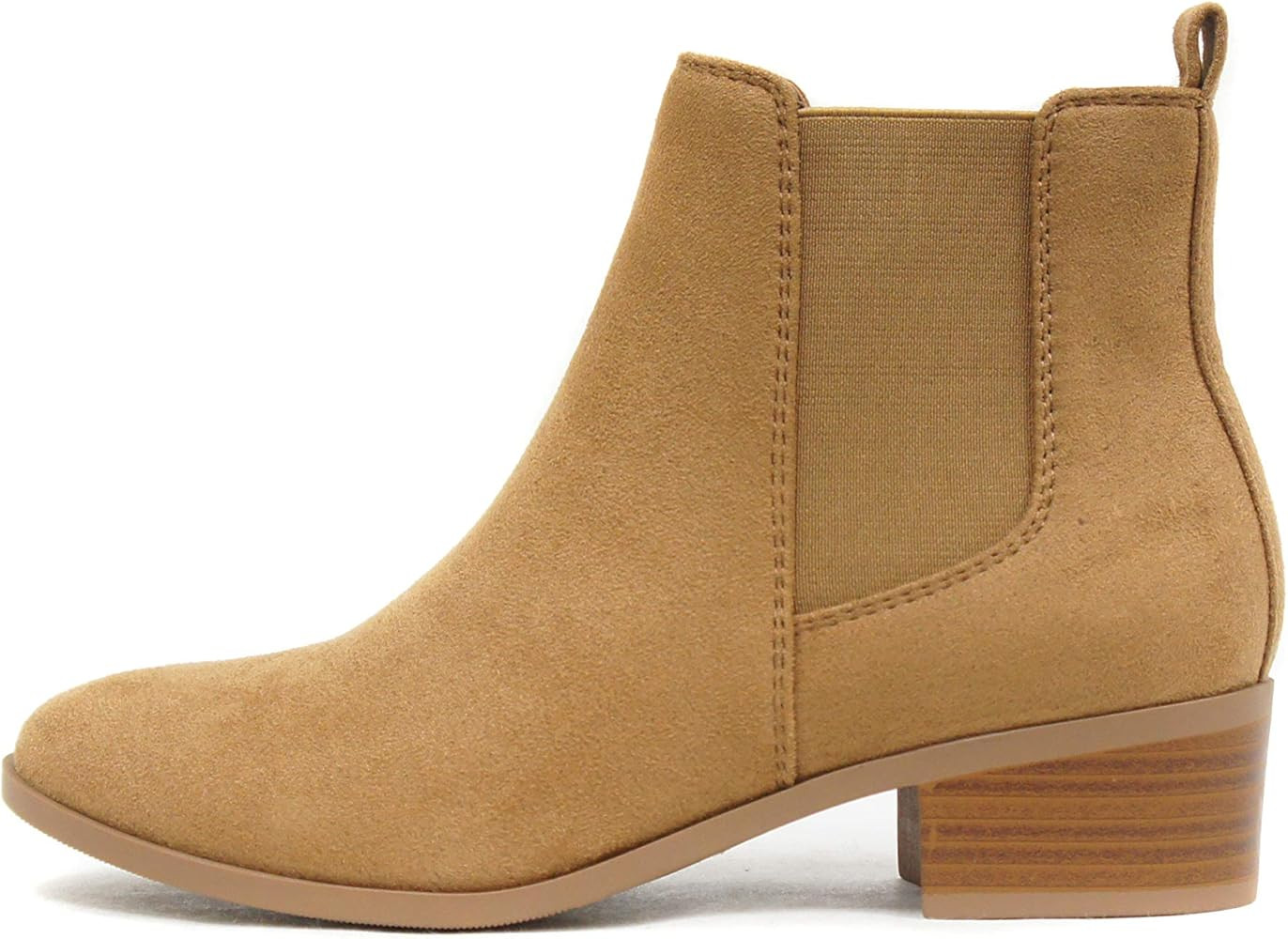 Soda TEAPOT ~ WOMEN STACK LOW BLOCK HEEL CHELSEA FASHION ANKLE BOOTIE W/DOUBLE ELASTIC GORE | Amazon (US)