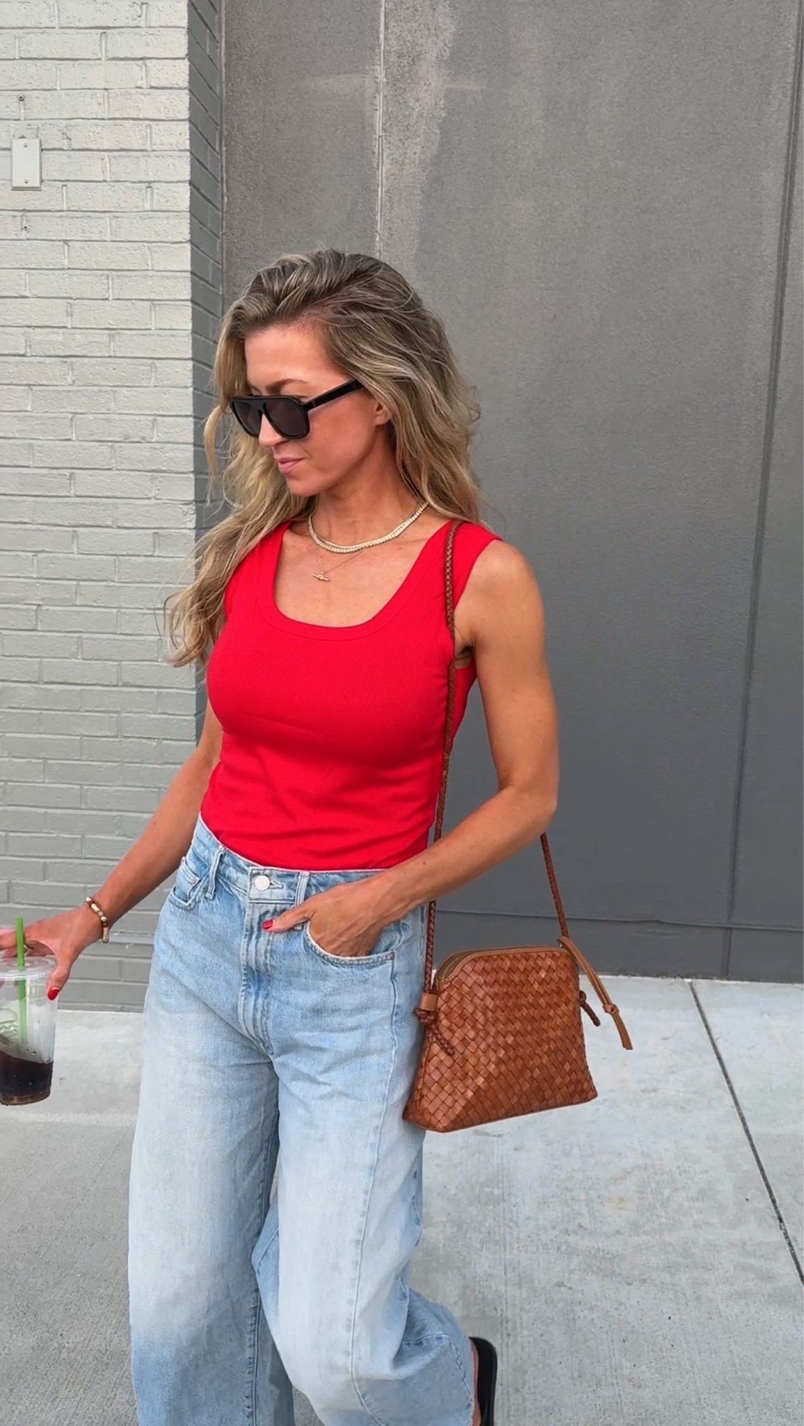 Red tank + denim look! 
Tank: runs TTS, wearing size small 
Denim: runs TTS, wearing size 25

#LTKootd #LTKgrwm #LTKSeasonal