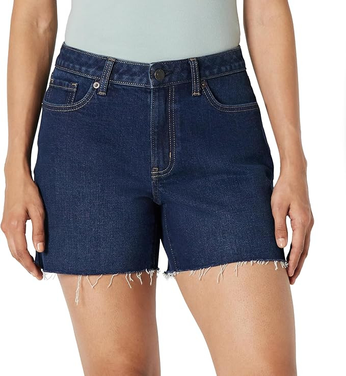 Amazon.com: Amazon Essentials Women's Low Stretch Mid-Rise Regular-Fit Jean Short, Dark Midnight ... | Amazon (US)