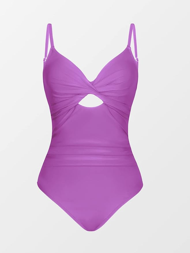 CUPSHE One Piece Swimsuit for Women Bathing Suits Twist Front Cutout Adjustable Straps Ruched Swi... | Amazon (US)