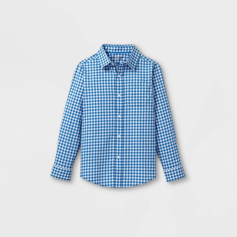Boys' Woven Long Sleeve Button-Down Shirt - Cat & Jack™ Blue | Target