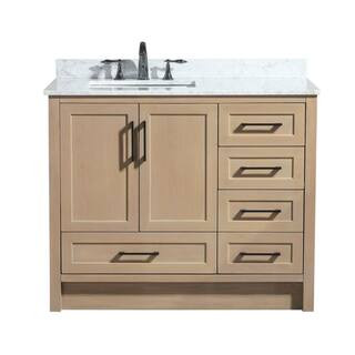Ari Kitchen and Bath Huntington 42 in W x 22 in D x 34.5 in H Bath Vanity in Oak Gray with Marble... | The Home Depot