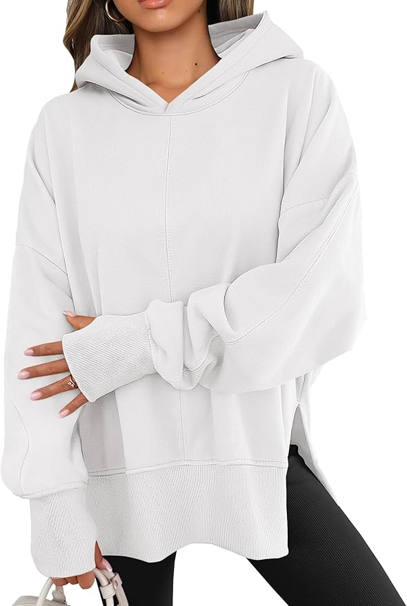 ANRABESS Womens Oversized Hoodies Long Sleeve Fleece Side Slit Hooded Sweatshirts Pullover 2025 F... | Amazon (US)