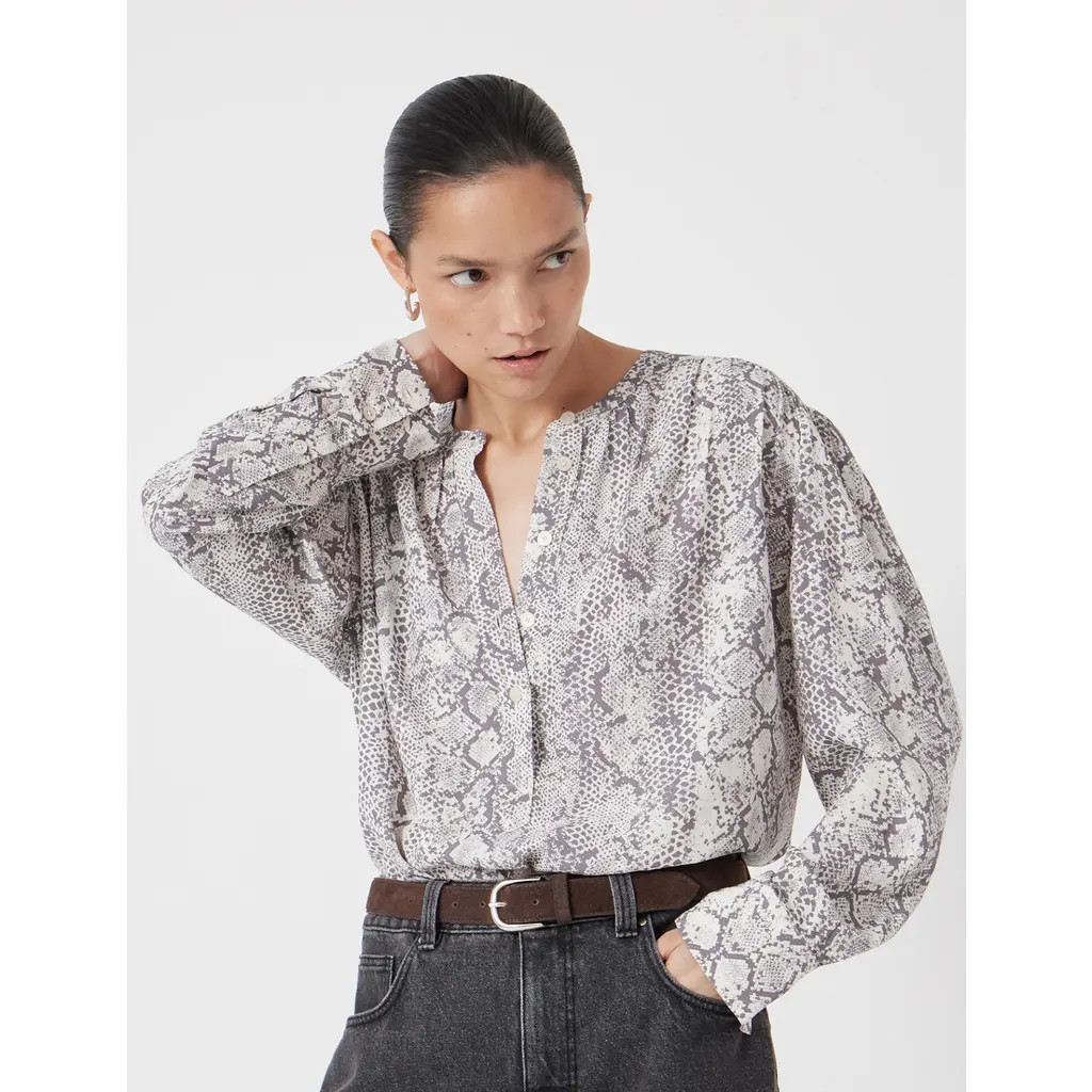 Hush Fernanda Snake Printed Blouse in Natural Snake Grey at Nordstrom, Size X-Small | Nordstrom