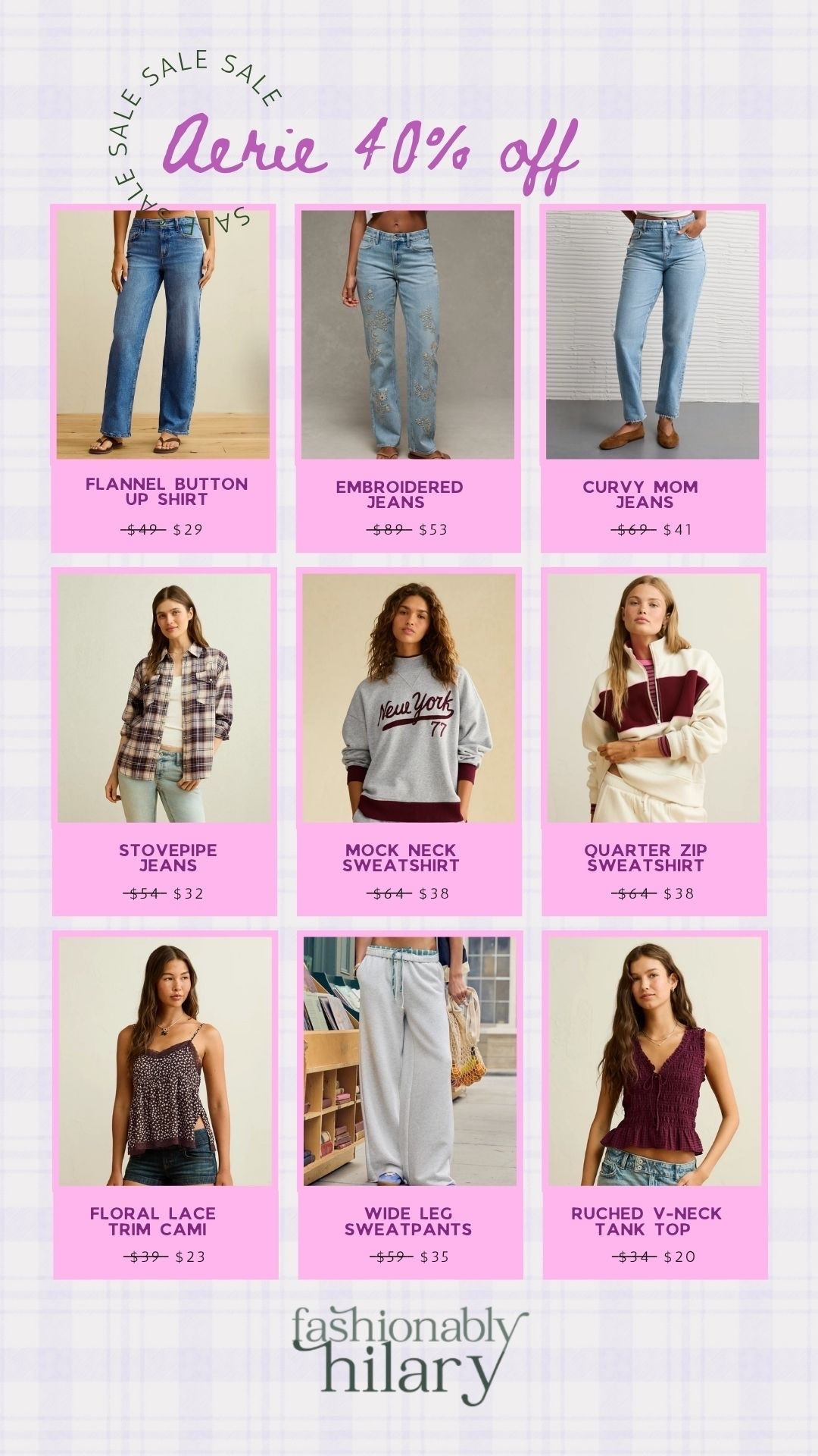 @American Eagle Outfitters fall new arrivals are so cute and they are all on sale right now! These pieces are 40% off, but selling quickly. Y’all do not want to miss these. 
Flannel shirt, mom jeans, lace trim camo, fall outfit inspo, casual mom looks

#LTKMidsize #LTKSaleAlert #LTKSeasonal