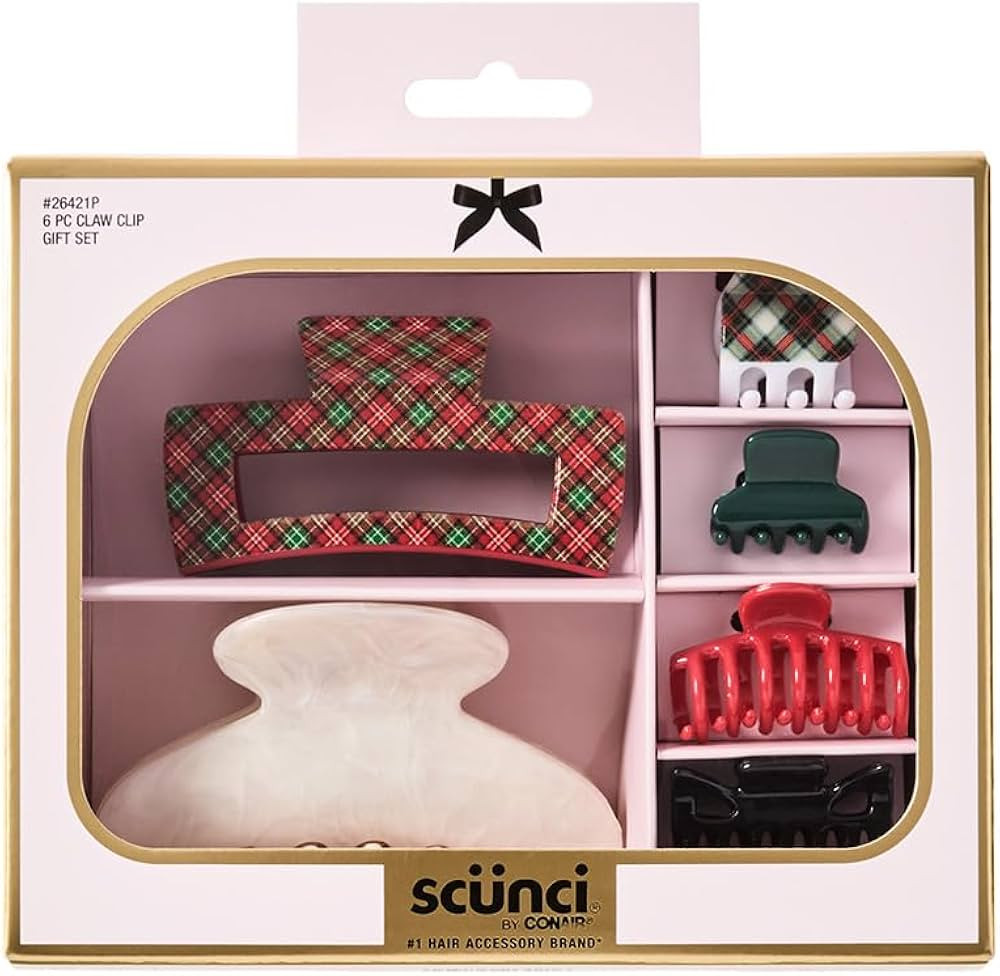 Scunci by Conair 6pk Holiday Classic Gift Set -Claw Clips - hair accessories for girls and women ... | Amazon (US)