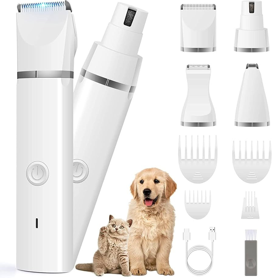 Veeconn Dog Clippers Grooming Kit Hair Clipper-Low Noise Paw Trimmer- Rechargeable - Cordless Qui... | Amazon (US)