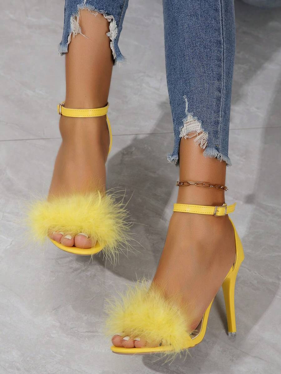 2024 New Elegant Sexy Fashionable Casual Nightclub Anti-Slip Versatile Fuzzy Women High Heels San... | SHEIN