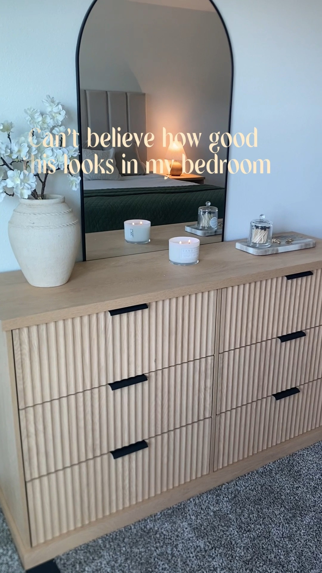 My room looks so good now 🤍 I love the color of this dresser and it was affordable. 

#dresser #bedroomdecor #neutralhome #homefinds