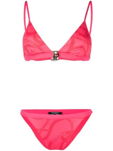 chain-print triangle bikini | Farfetch (US)