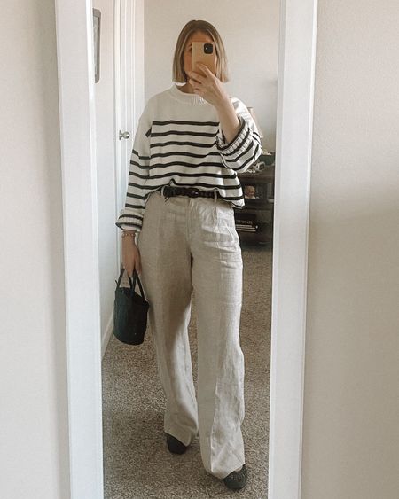 These linen pants are a new go to for spring - they’re under $100, so comfy and soft and they get better with washing. I sized up for a more relaxed fit  

#LTKover40 #LTKSeasonal
