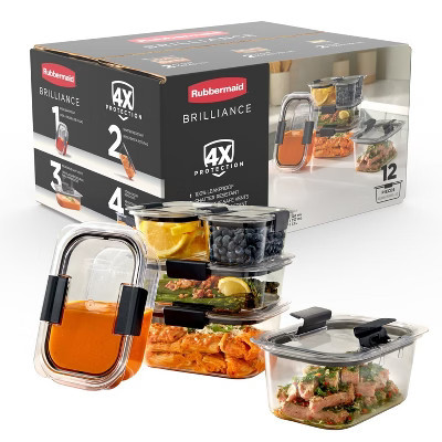 Rubbermaid Brilliance 12pc Food Storage Container Set Gray | Target