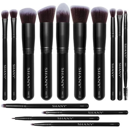 SHANY Makeup Brushes - Black Bombshell - 14-Piece Brush Set – Foundation Powder Concealers Eye Shadows Makeup brushes - Complete Kabuki Makeup Brush Set in Black - 14 PCS | Walmart (US)
