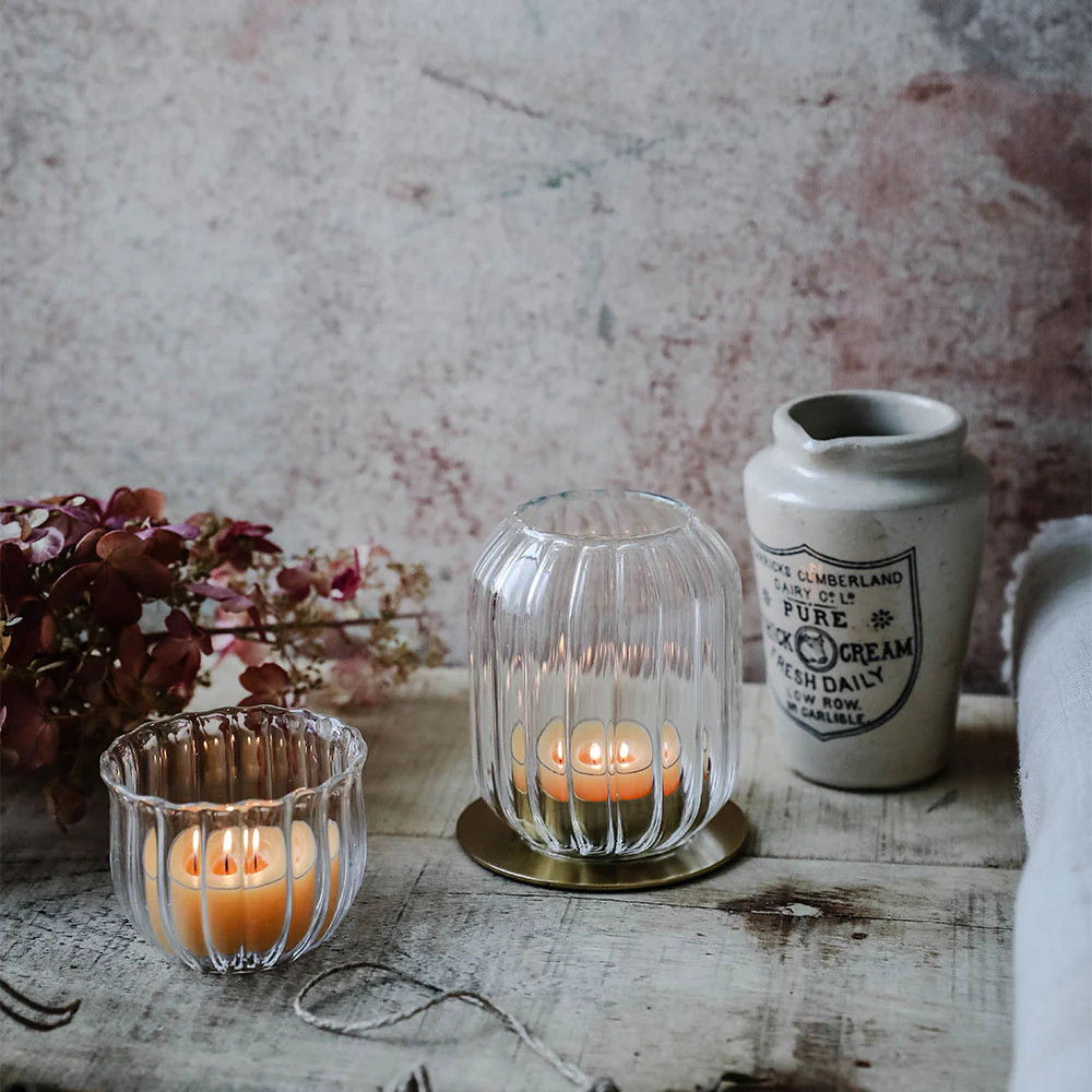 Fluted Glass Tealight Lantern | Roan Iris