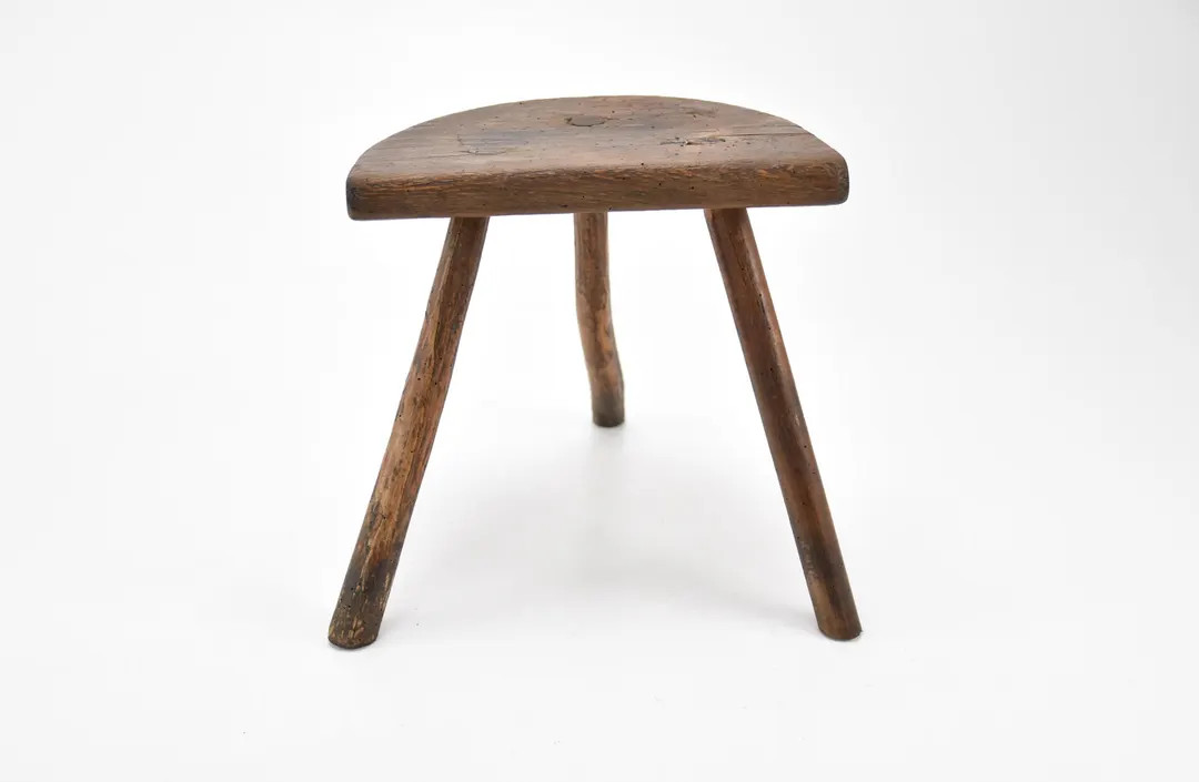 Vintage French 12" Small Wooden Wonkey Wormy Rustic D Stool Plant Stand Wood Tabouret Vintage Sto... | Etsy (US)