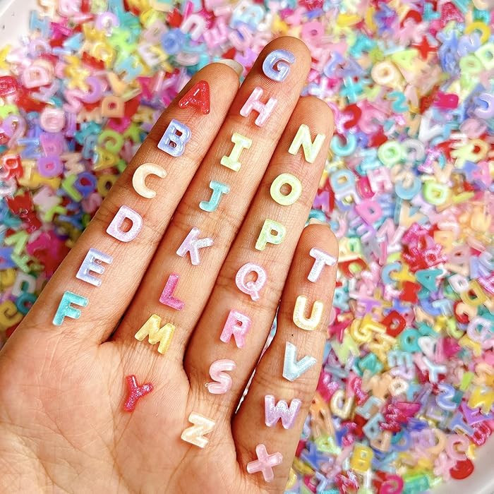 100Pcs Resin English Letter Nail Charms Shiny Alphabet Nail Rhinestones Glow in The Dark English ... | Amazon (US)