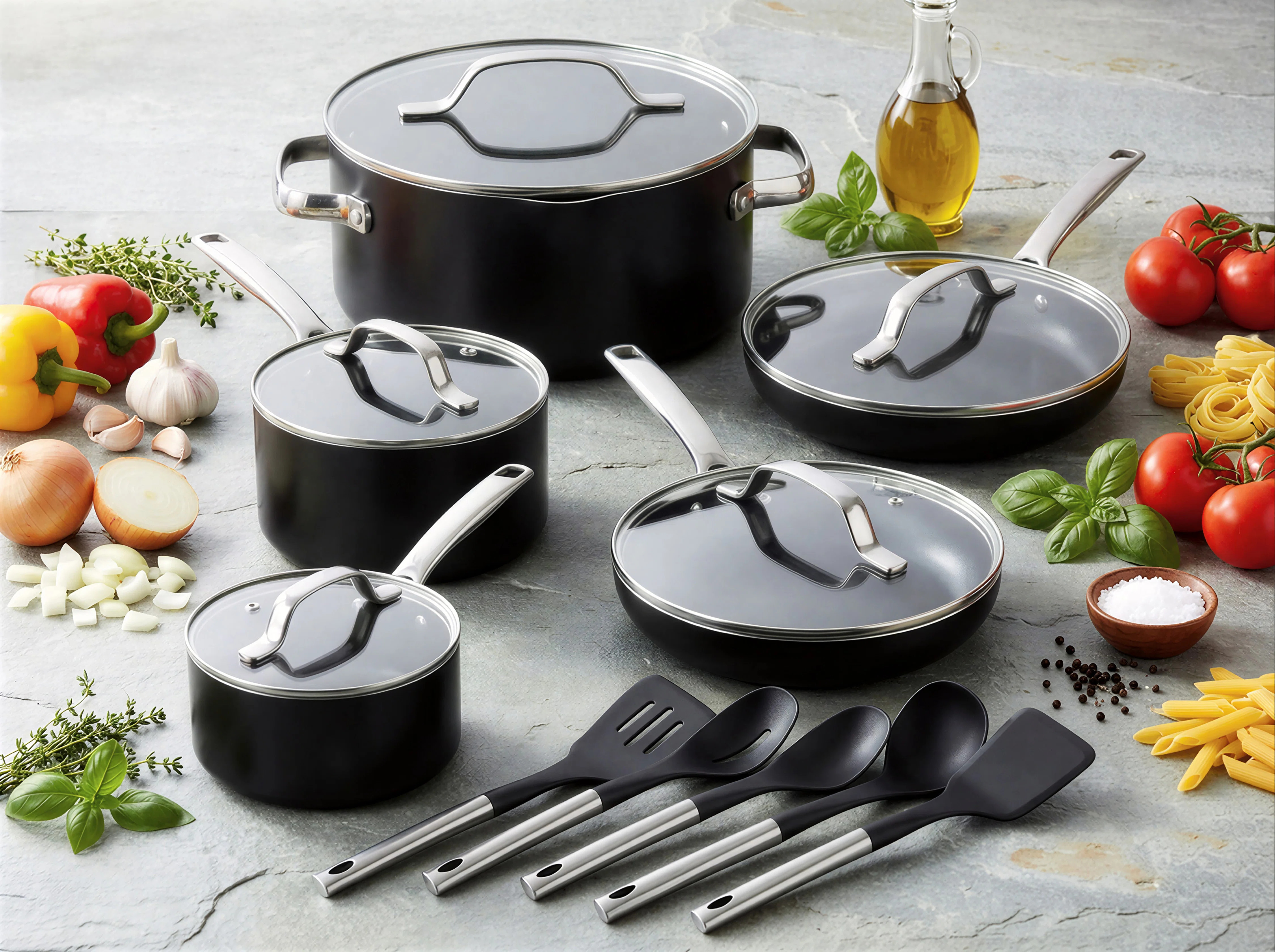 Gotham Steel Modern Collection 15 Piece Ceramic Nonstick Cookware Set | Wayfair North America