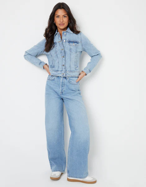 Women's Light Wash Baggy Wide Leg Jeans | Threadbare