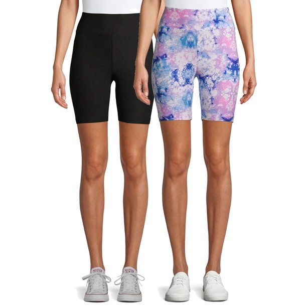 No Boundaries - No Boundaries Juniors' Wide Waistband Bike Shorts, 2-Pack - Walmart.com | Walmart (US)