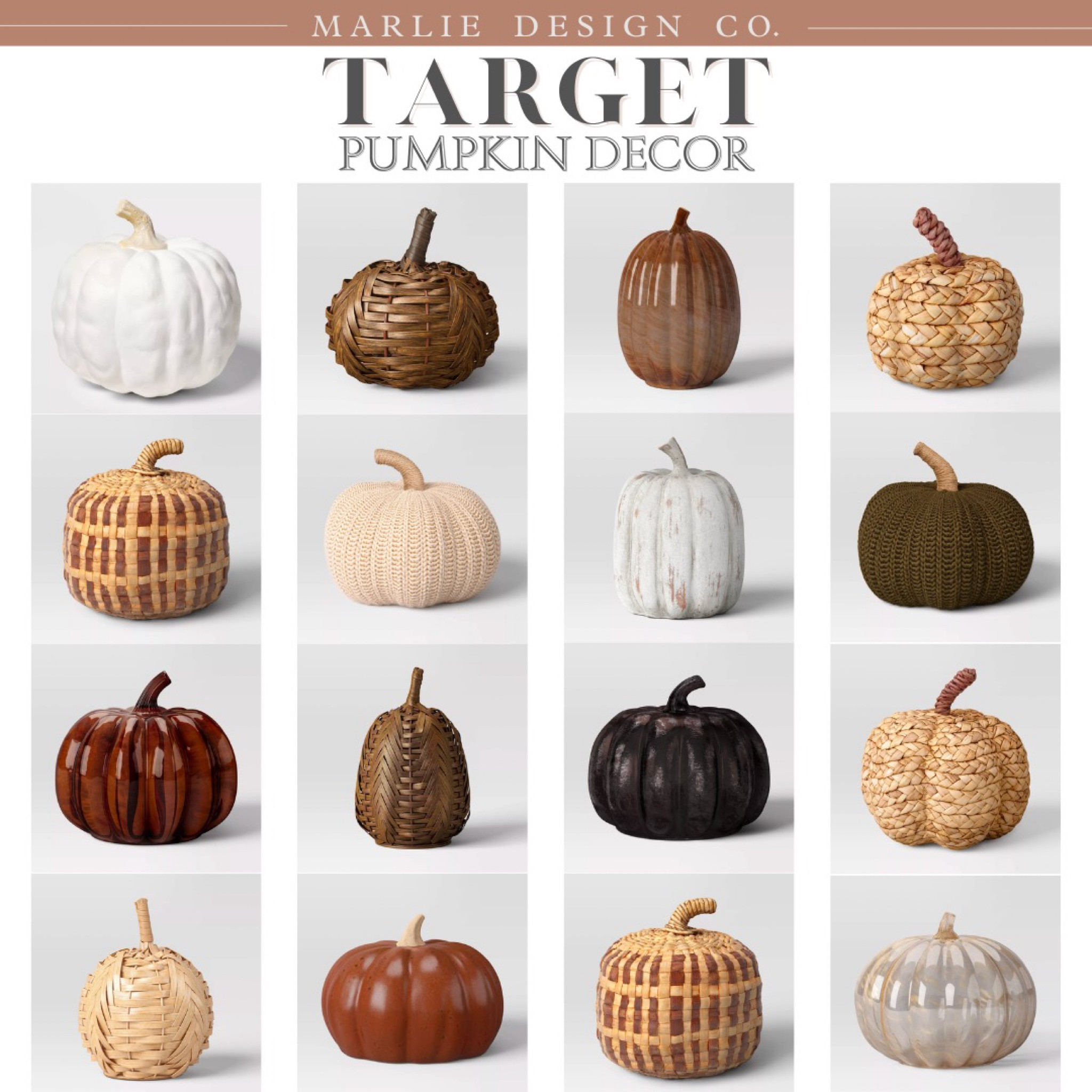 Target Fall Decor | neutral fall decor | pumpkin decor | Halloween decor | wicker pumpkins | black pumpkins | woven pumpkins | distressed pumpkins | knit pumpkins | glass pumpkins | neutral pumpkins | Halloween | fall decor 

#LTKunder50 #LTKhome #LTKSeasonal