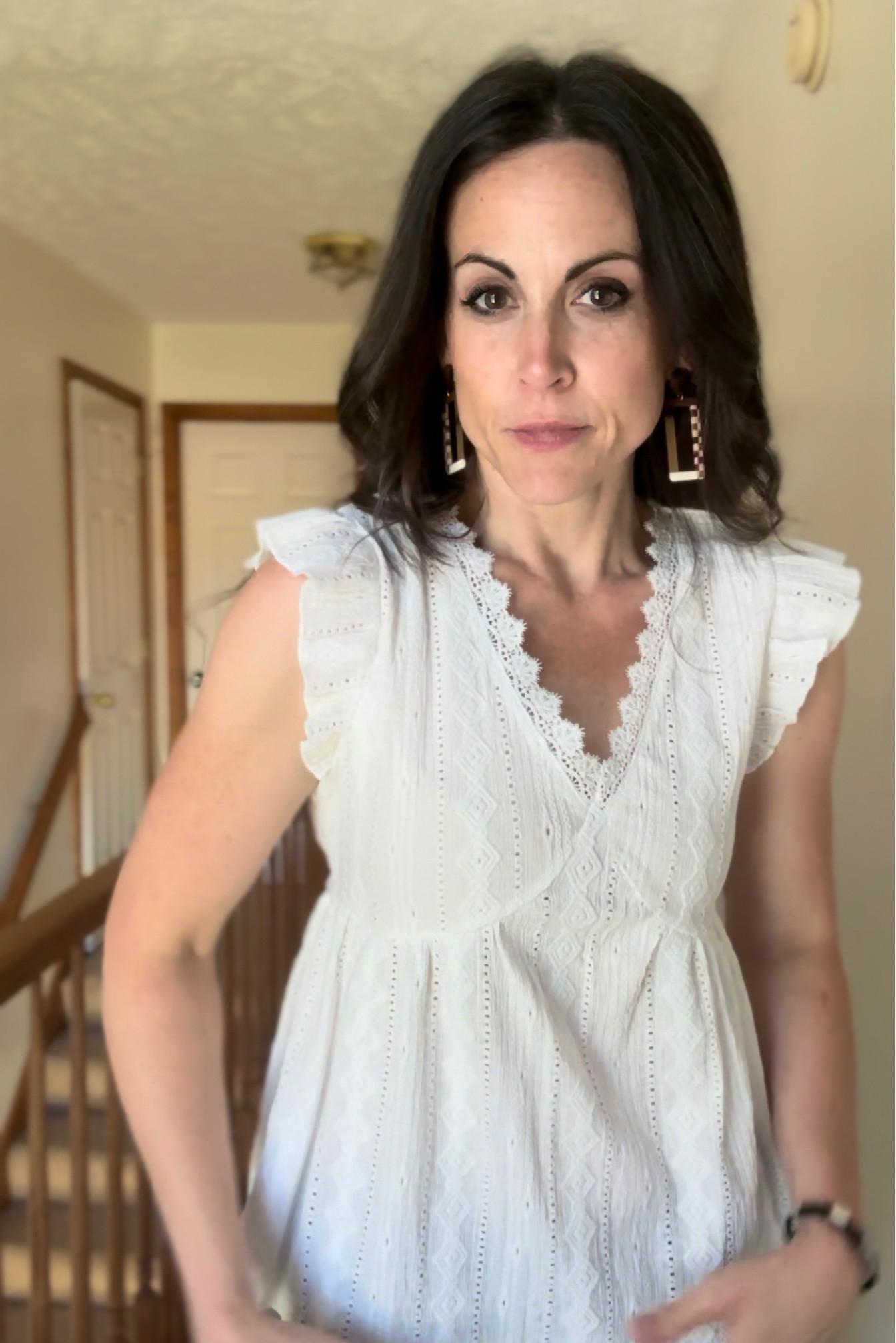 Lace Trim V neck blouse
