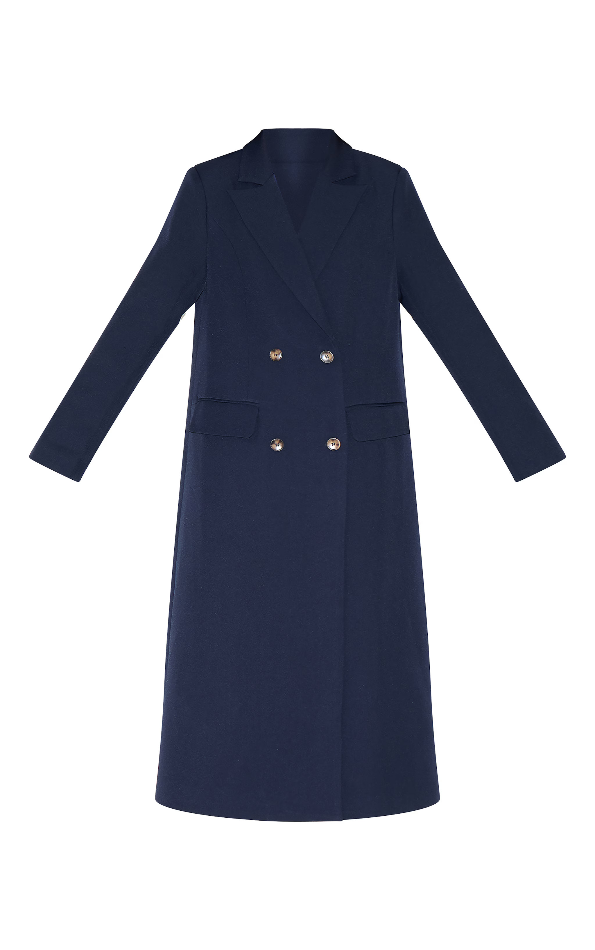 Navy Maxi Length Duster Coat | PrettyLittleThing US