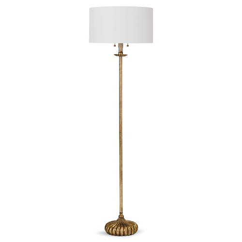 Regina Andrew Clove French Country Antique Gold Leaf Stem Floor Lamp | Kathy Kuo Home