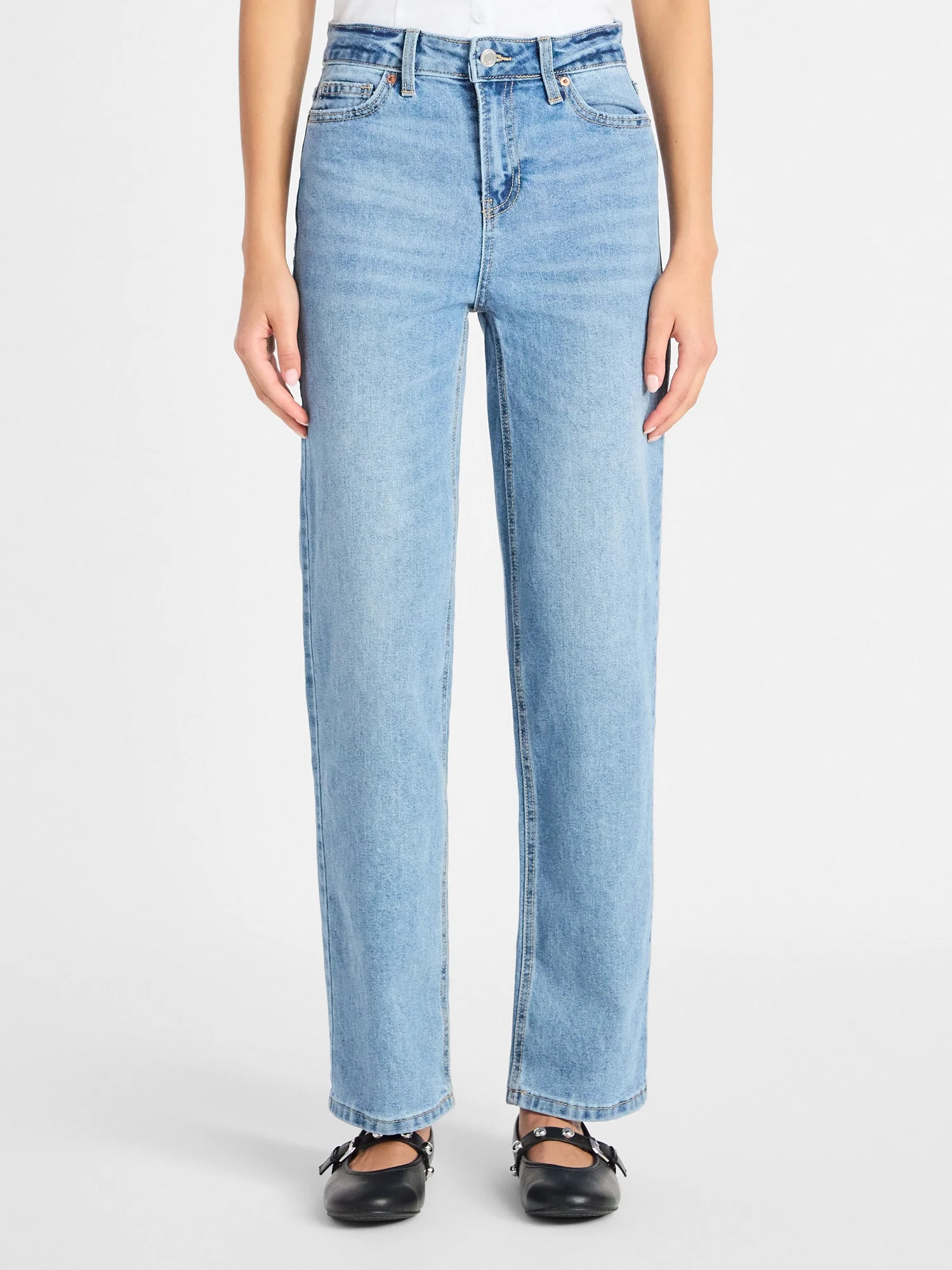 No Boundaries High-Rise Straight Leg Jeans, 30" Inseam, Women’s | Walmart (US)