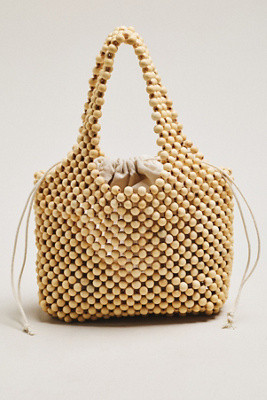 The Sonia Wood Bead Mini Slouchy Tote Bag | Anthropologie (US)