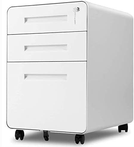 Pataku 3-Drawer Rolling File Cabinet with Lock, Metal Vertical File Cabinet on Wheels, Mobile File C | Amazon (US)