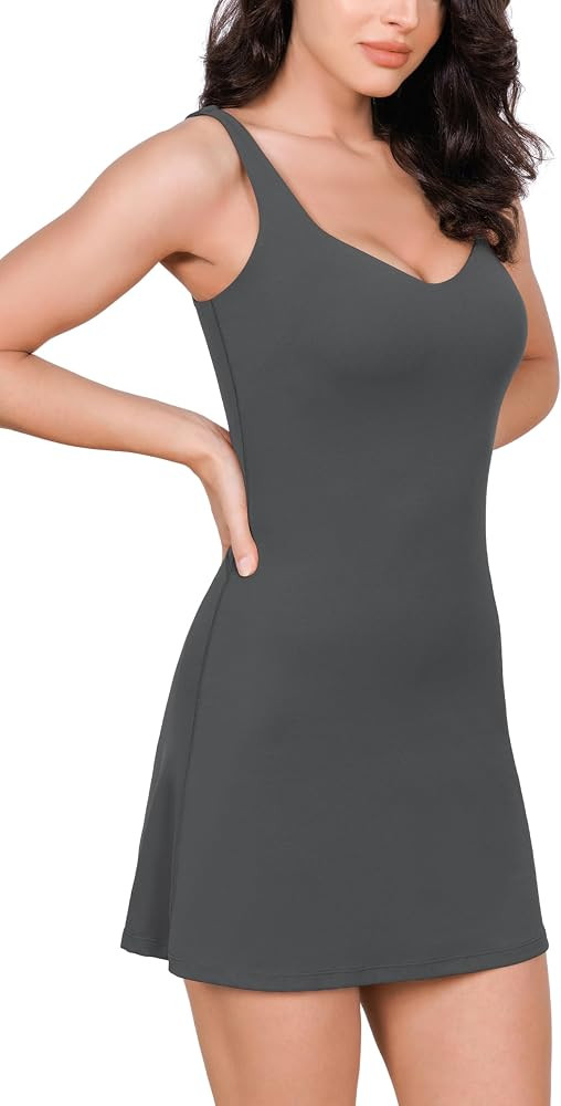 ODODOS Women's Cloud Feeling Tank Dress with Separate Shorts and Built in Bra U Back Mini Tennis ... | Amazon (US)