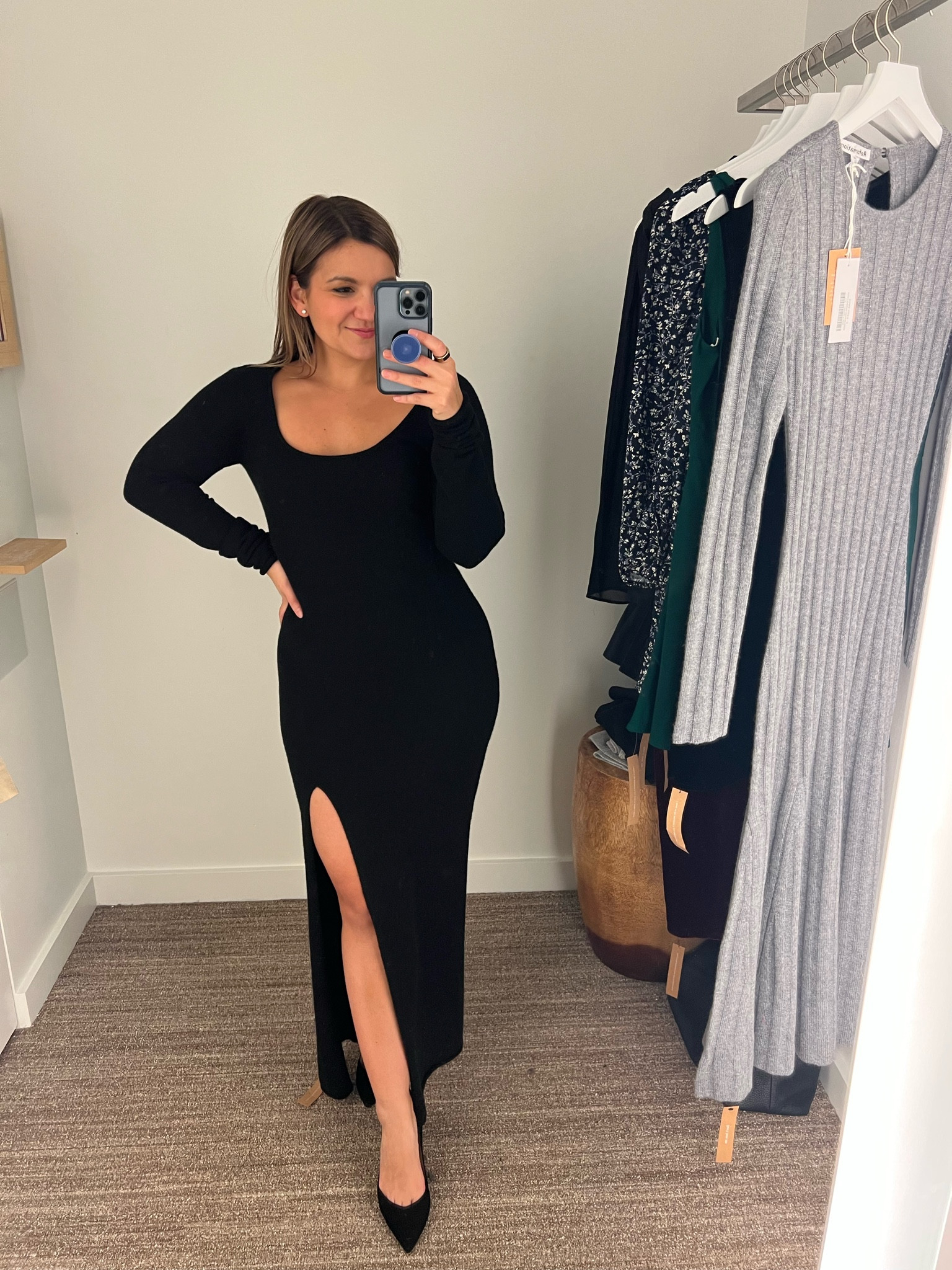 This cashmere dress is SO SOFT!!! 25% off right now too! I’m in a size small and it’s a little long on me but the slit keeps it fun and flirty.

#LTKCyberWeek #LTKHoliday #LTKsalealert