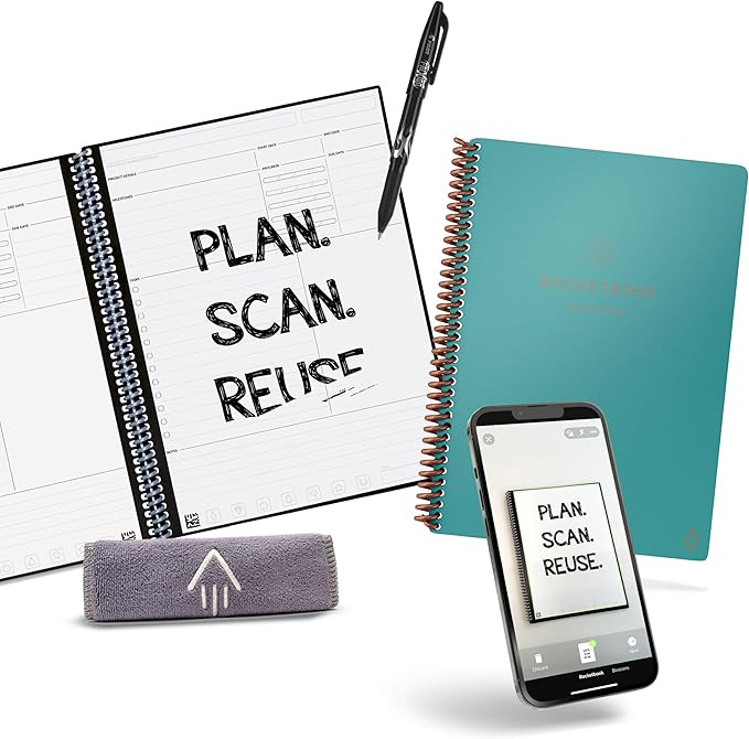 Rocketbook Smart Reusable Notebook, Fusion Plus Executive Size Spiral Notebook & Planner, Neptune... | Amazon (US)