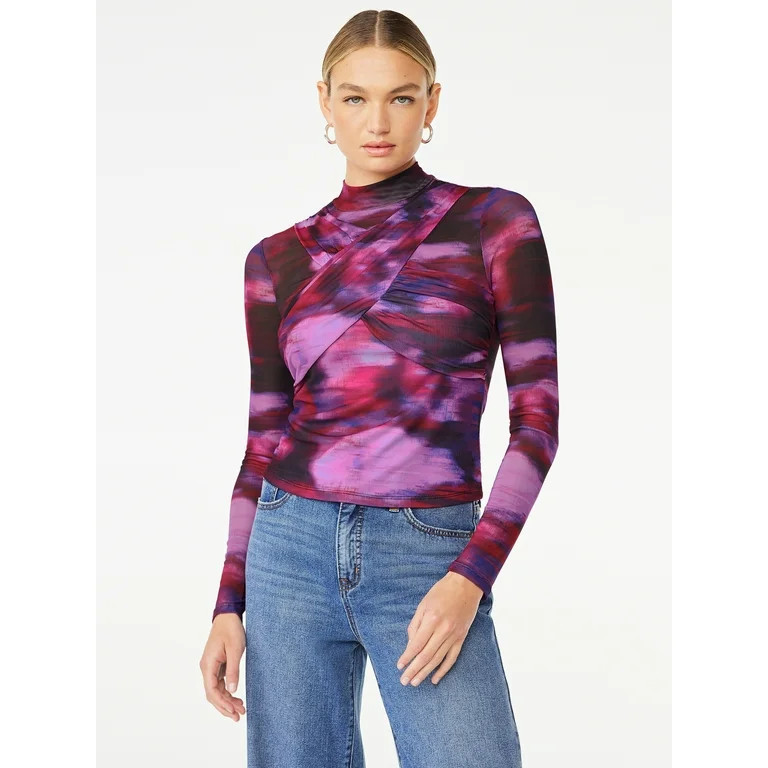 Scoop Women's Mesh Criss Cross Top, Sizes XS-XXL | Walmart (US)