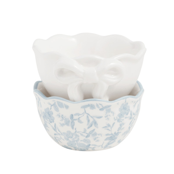 Toile And White Bow Ramekin Set | Mud Pie