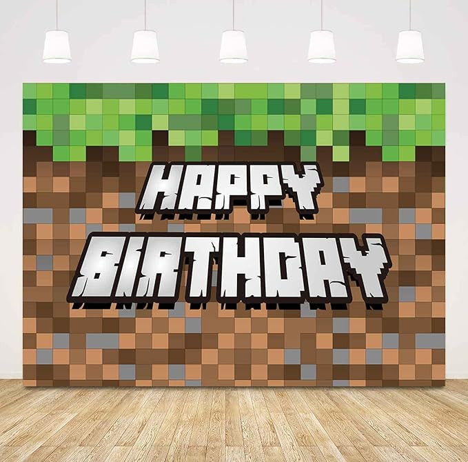 7x5ft Pixel Happy Birthday Backdrop for Video Game Family Birthday Party Supplies Decorations Min... | Amazon (US)