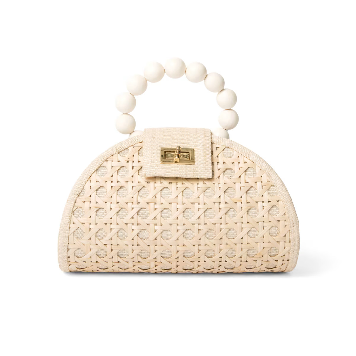 The Bella Cream & White Rattan Woven Handbag | Wolf & Badger (US)