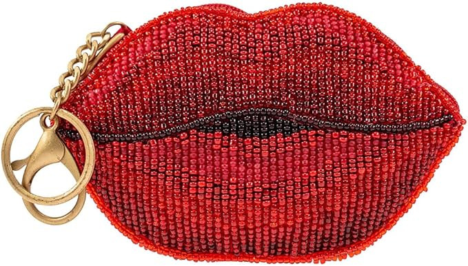 Mary Frances XOXO Beaded Coin Purse Keychain Accessory Mini Bag Charm with Zipper Closure and Key... | Amazon (US)