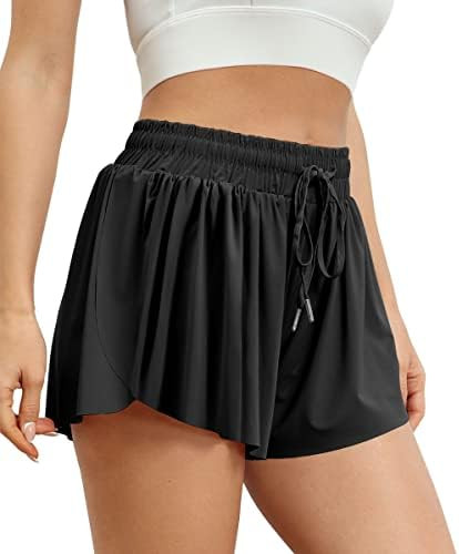AUTOMET Womens 2 in 1 Flowy Running Shorts Casual Summer Athletic Workout Biker Shorts High Waist... | Amazon (US)