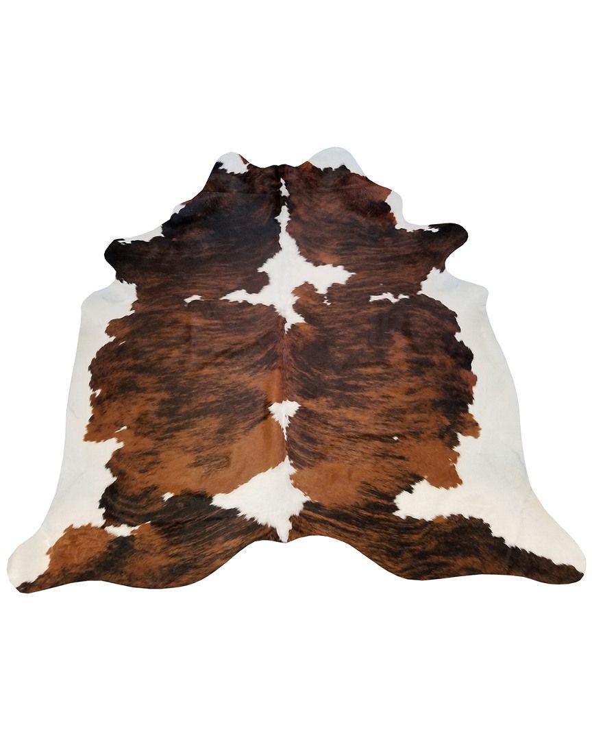 Chesterfield Leather Tri-Colored Brindle Brazilian Cowhide Rug | Gilt