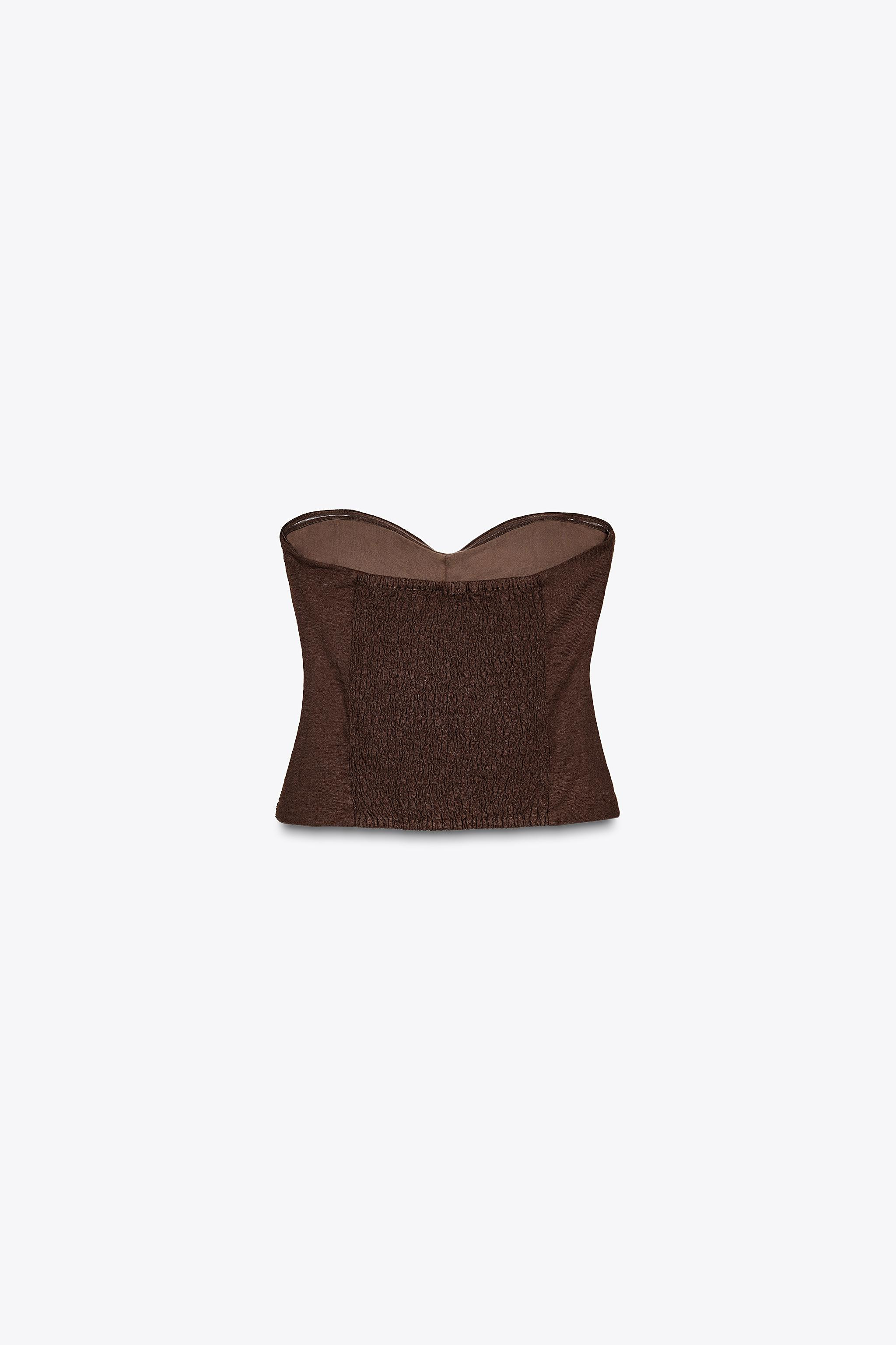 LINEN RUCHED BUSTIER TOP | Zara US