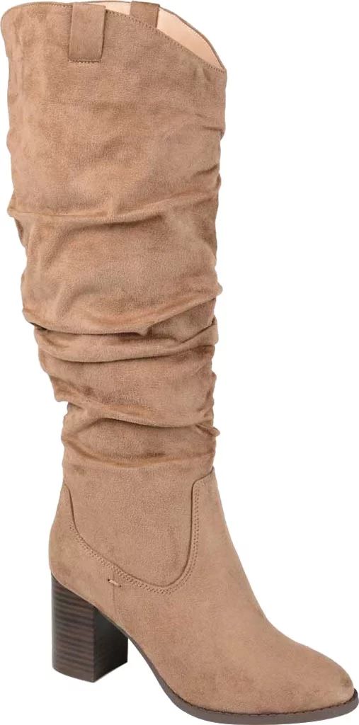 Women's Journee Collection Aneil Extra Wide Calf Knee High Slouch Boot Taupe Faux Suede 9 M - Wal... | Walmart (US)