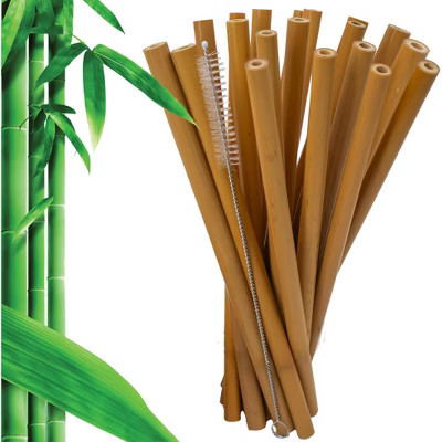 5 Star Super Deals Biodegradable Bamboo Straws 10pc Set with Cleaning Brush – Reusable, and Plastic-Free Drinking Straw | Target