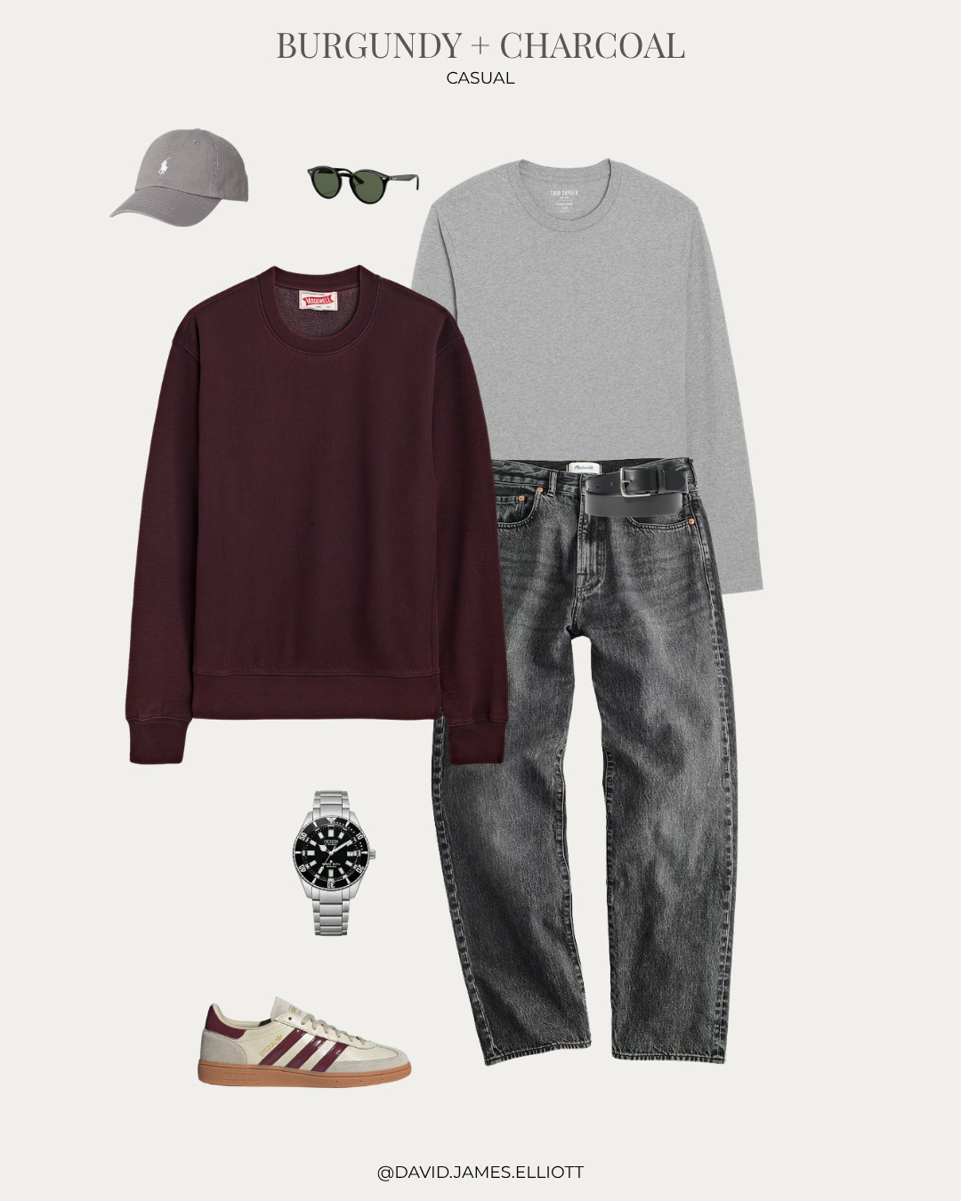 Casual Burgundy and Charcoal outfit perfect for fall.  

 #LTKMens