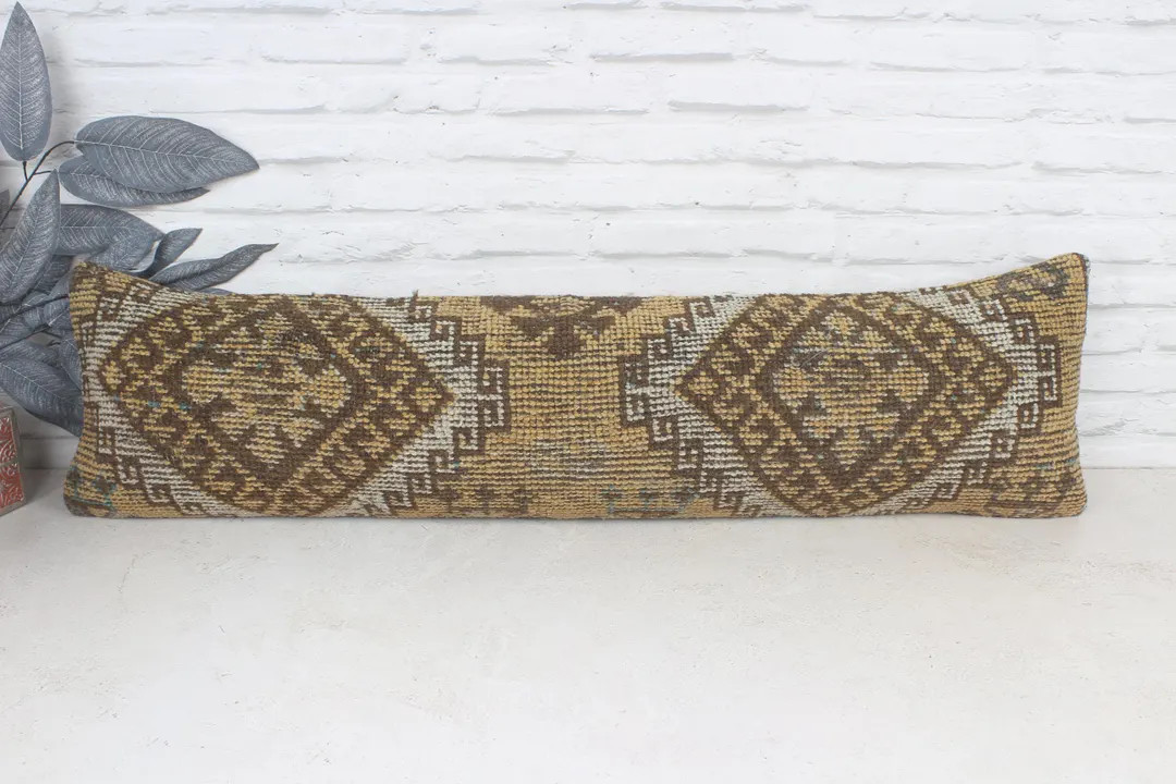 Vintage Pillow, Boho Pillow Sham Cover, 12x42 Kilim Cushion Sham, Ethnical Kilim Rug Pillow, Oran... | Etsy (US)