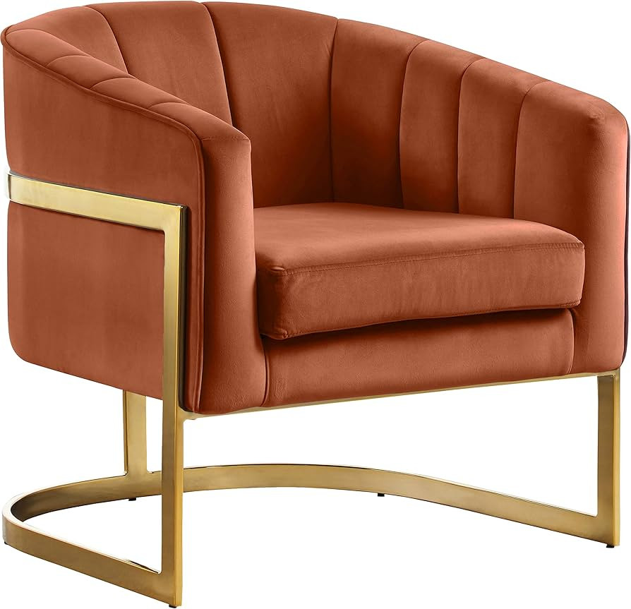 Meridian Furniture Carter Collection Modern | Contemporary Upholstered Velvet Barrel Accent Chair... | Amazon (US)