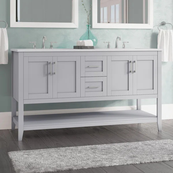 Trieste 60'' Double Bathroom Vanity with Engineered Marble Top | Wayfair North America